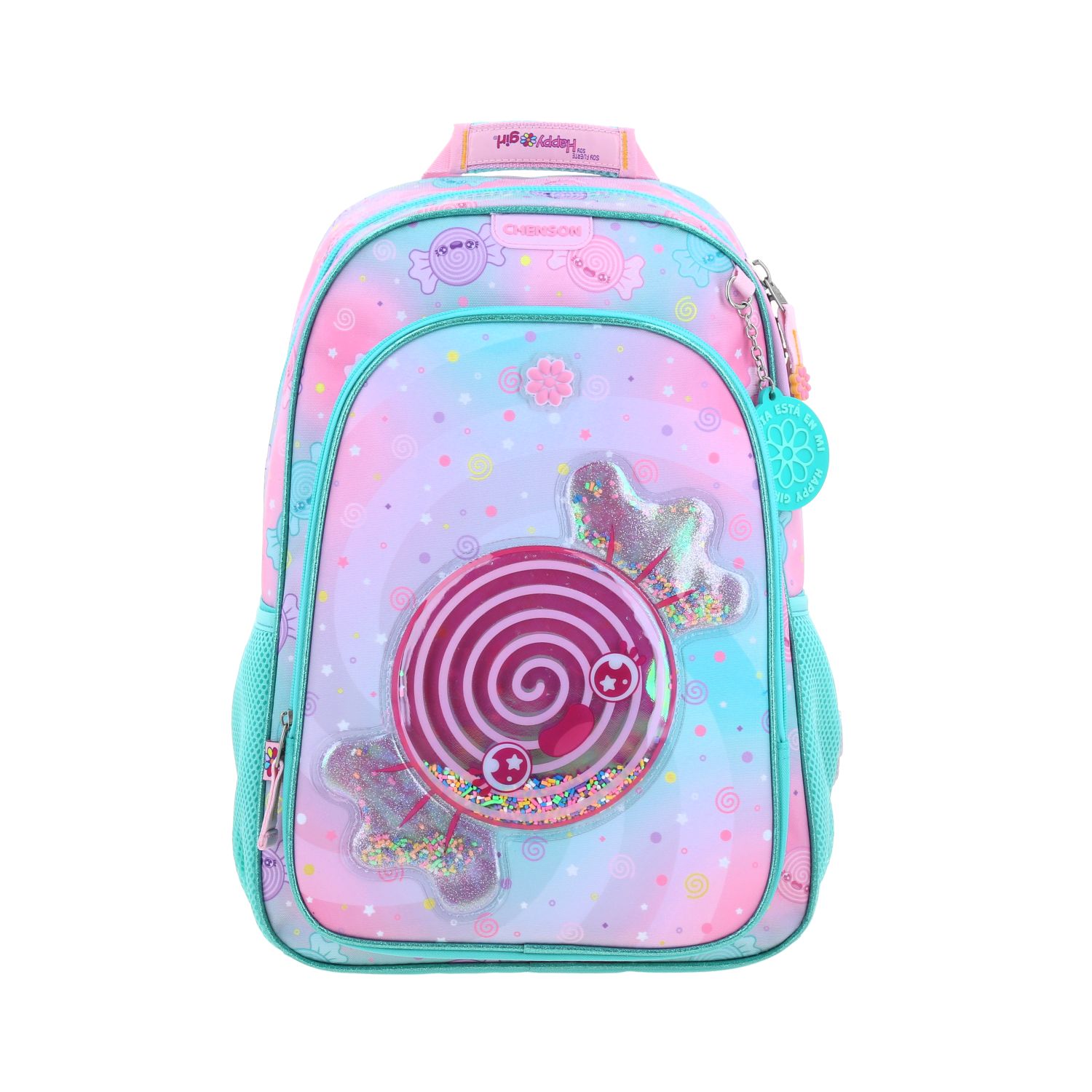 MOCHILA GRANDE ESCOLAR CHENSON HAPPY GIRL TURQUESA DOLCE