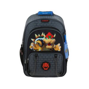 MOCHILA GRANDE ESCOLAR CHENSON MARIO BROS GRIS CHEIN