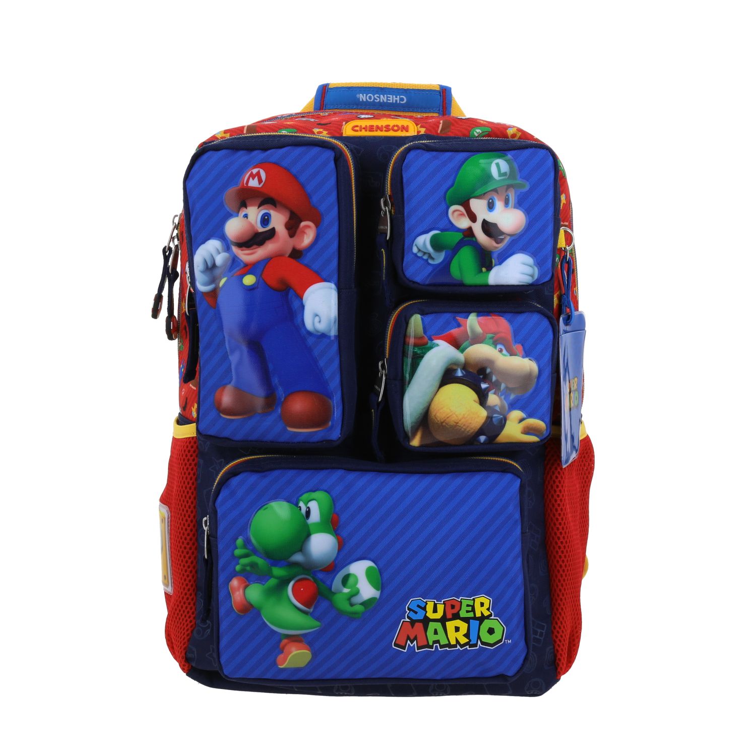 MOCHILA GRANDE ESCOLAR CHENSON MARIO BROS ROJO NASH